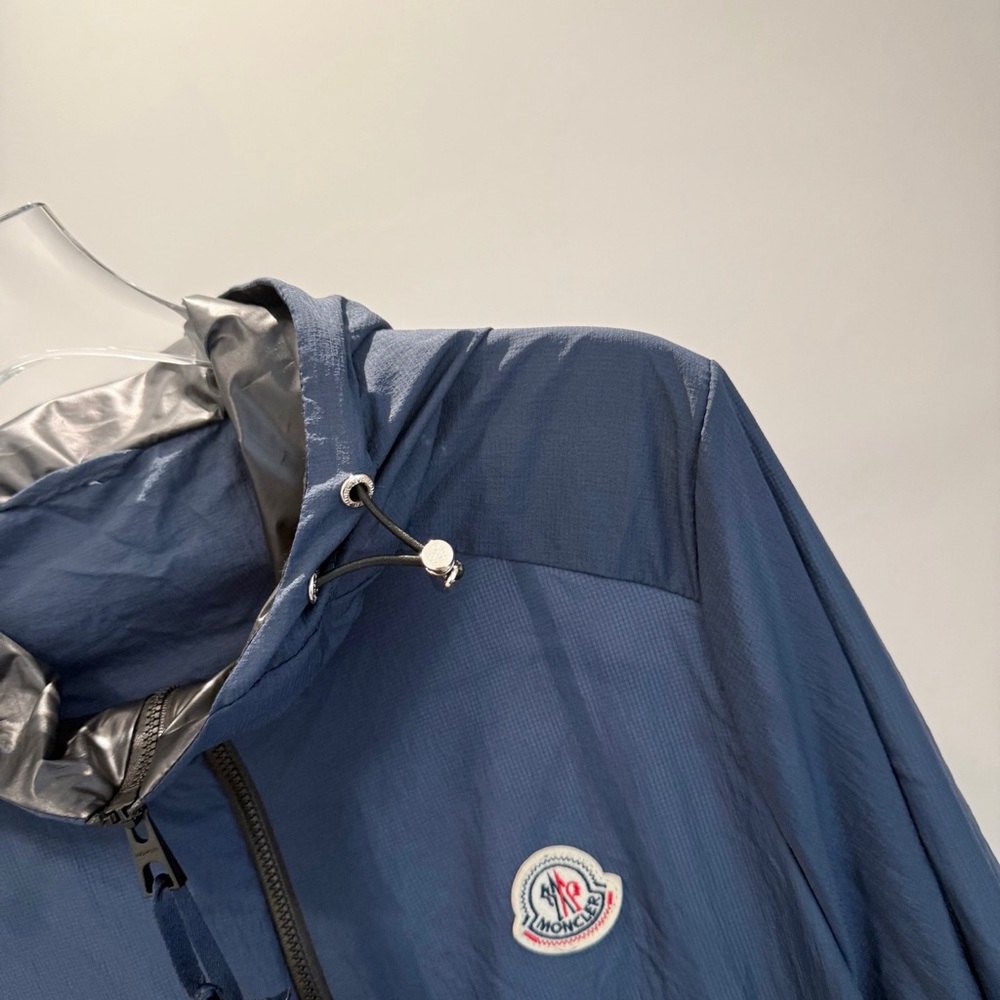 Moncler Navy Hooded Packable Windbreaker Jacket - Picture 3 of 6